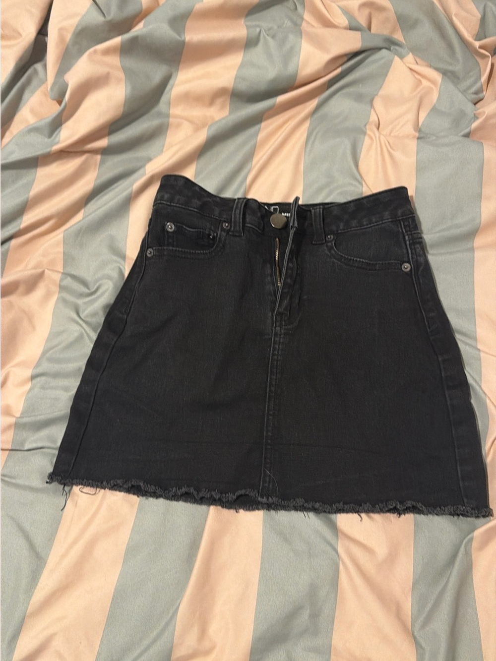 NOBO Black Denim A-Line Mini Skirt